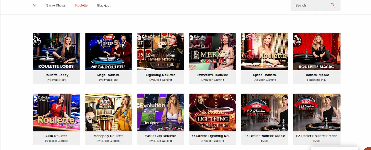 Live-Roulette-Tisch bei Impressario Casino
